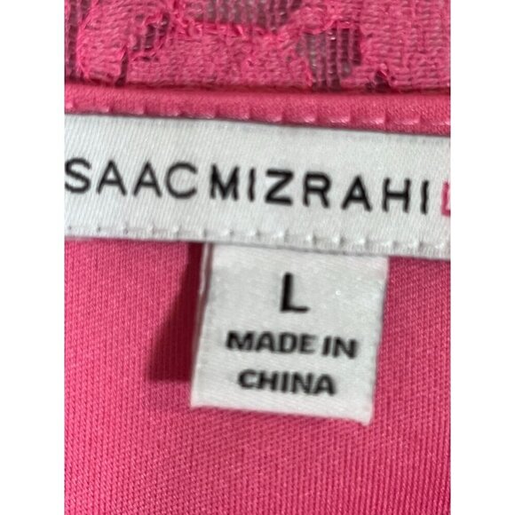 Isaac Mizrahi Top Women L Pink Floral Lace Feminine Ballerina Coquette Fringe - Picture 9 of 11